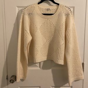 Madewell Diamond-Stitch Crewneck Crop Sweater